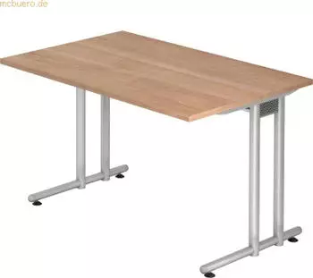 Hammerbacher Ergonomic N-Serie NS12/N Schreibtisch 120x80cm Nussbaum/silber