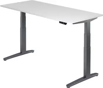 Hammerbacher Ergonomic Aktiv XBHM19 elektrisch h&ouml;henverstellbarer Sitz-Steh-Schreibtisch 180x80cm wei&szlig;/graphit (XBHM19/W/GG)