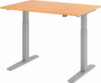 Hammerbacher Ergonomic Aktiv XMKA12 elektrisch h&ouml;henverstellbarer Sitz-Steh-Schreibtisch 120x80cm Buche/silber (XMKA12/6/S)