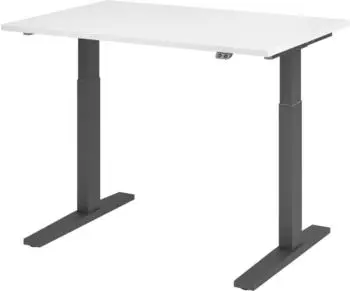 Hammerbacher Ergonomic Aktiv XMKA12 elektrisch h&ouml;henverstellbarer Sitz-Steh-Schreibtisch 120x80cm wei&szlig;/grau (XMKA12/W/G)