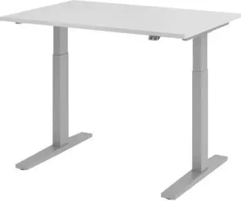 Hammerbacher Ergonomic Aktiv XMKA12 elektrisch h&ouml;henverstellbarer Sitz-Steh-Schreibtisch 120x80cm lichtgrau/silber (XMKA12/5/S)