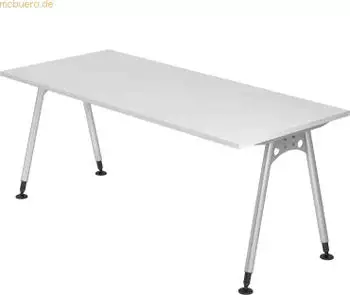 Hammerbacher Ergonomic Plus A-Serie AS19/W Schreibtisch 180x80cm wei&szlig;/silber