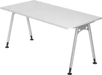Hammerbacher Ergonomic Plus A-Serie AS16/W Schreibtisch 160x80cm wei&szlig;/silber