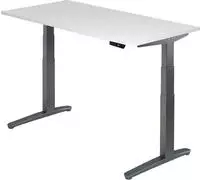 Arbeitstisch 160x80 cm Platte wei&szlig; Gestell graphit, elektrisch h&ouml;henverstellbar -