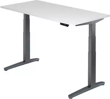 Hammerbacher Ergonomic Aktiv XBHM16 elektrisch h&ouml;henverstellbarer Sitz-Steh-Schreibtisch 160x80cm wei&szlig;/graphit (XBHM16/W/GG)