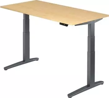 Hammerbacher Ergonomic Aktiv XBHM16 elektrisch h&ouml;henverstellbarer Sitz-Steh-Schreibtisch 160x80cm Ahorn/graphit (XBHM16/3/GG)