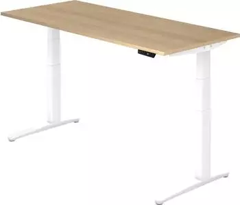 Hammerbacher Ergonomic Aktiv XBHM19 elektrisch h&ouml;henverstellbarer Sitz-Steh-Schreibtisch 180x80cm Eiche/wei&szlig; (XBHM19/E/WW)