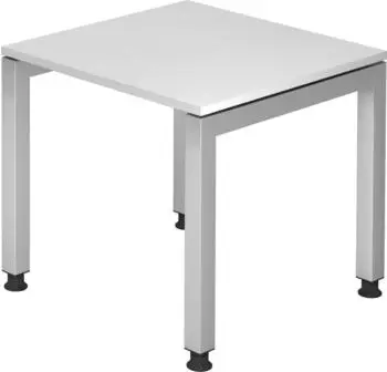 Hammerbacher Ergonomic Plus J-Serie VJS08/W/S Schreibtisch 80x80cm wei&szlig;/silber