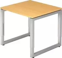 Hammerbacher Schreibtisch O-Fu&szlig; eckig 80x80cm Buche/Silber