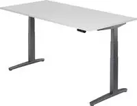 Hammerbacher Sitz-Steh-Schreibtisch elektrisch 200x100cm Wei&szlig;/Graphit