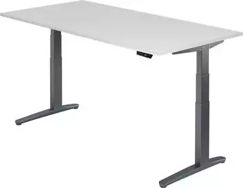 Hammerbacher Ergonomic Aktiv XBHM12 elektrisch h&ouml;henverstellbarer Sitz-Steh-Schreibtisch 200x100cm wei&szlig;/graphit (XBHM2E/W/GG)