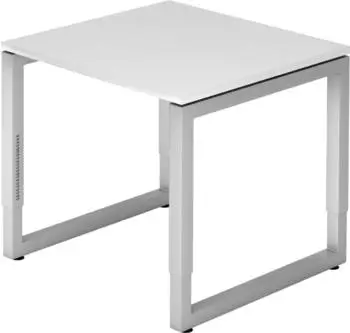Hammerbacher Ergonomic Plus R-Serie RS08/W/S Schreibtisch 80x80cm wei&szlig;/silber