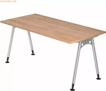 Hammerbacher Ergonomic Plus A-Serie AS16/N Schreibtisch 160x80cm Nussbaum/silber