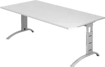 Hammerbacher Ergonomic Plus F-Serie FS2E/W Schreibtisch 200x100cm wei&szlig;/silber