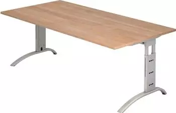 Hammerbacher Ergonomic Plus F-Serie FS2E/N Schreibtisch 200x100cm Nussbaum/silber