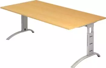 Hammerbacher Ergonomic Plus F-Serie FS2E/6 Schreibtisch 200x100cm Buche/silber