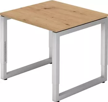 Hammerbacher Ergonomic Plus R-Serie RS08/R/S Schreibtisch 80x80cm Asteiche/silber