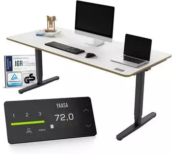 Yaasa Desk Pro elektrisch h&ouml;henverstellbarer Sitz-Steh-Schreibtisch 180x80cm wei&szlig;/schwarz (01.02159.01)
