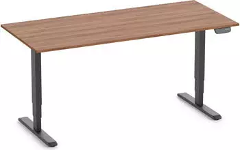 Ergolutions Primus elektrisch h&ouml;henverstellbarer Sitz-Steh-Schreibtisch 180x80cm Nussbaum/schwarz