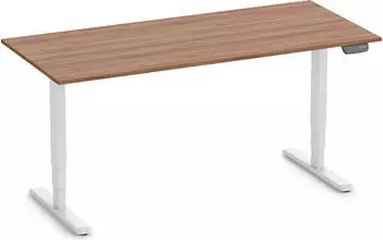 Ergolutions Primus elektrisch h&ouml;henverstellbarer Sitz-Steh-Schreibtisch 180x80cm Nussbaum/wei&szlig;