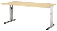 Hammerbacher-Schreibtisch C-Fu&szlig; 160x80cm Buche/Silber-VOS16/6/S