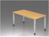 Schreibtisch QS16, 160 x 80 cm - Grau/Braun/Wei&szlig;/Silber