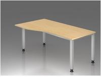 Schreibtisch QS18, 180 x 100 cm - Grau/Braun/Wei&szlig;/Silber