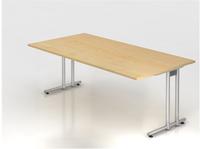 Schreibtisch 200x100cm Ahorn/Silber