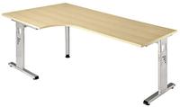 Hammerbacher-Winkeltisch C-Fu&szlig; 200x120cm 90&deg;Nussb./Silb.-VOS82/N/S