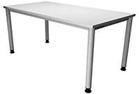 Hammerbacher-Schreibtisch 4Fu&szlig;-rd.160x80cm Wei&szlig;/Silber-VHS16/W/S