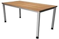 Hammerbacher-Schreibtisch 4Fu&szlig;-rd.160x80cm Nussb./Silber-VHS16/N/S