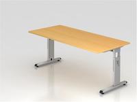Hammerbacher-Schreibtisch C-Fu&szlig; 180x80cm Buche/Silber-VOS19/6/S