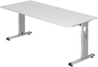 Hammerbacher-Schreibtisch C-Fu&szlig; 180x80cm Wei&szlig;/Silber-VOS19/W/S