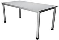 Hammerbacher-Schreibtisch 4Fu&szlig;-rd.160x80cm Grau/Silber-VHS16/5/S
