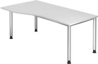 Hammerbacher-Schreibtisch 4Fu&szlig;-rd.180x100/80cm Wei&szlig;/Silb.-VHS18/W/S