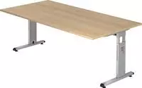 Hammerbacher-Schreibtisch C-Fu&szlig; 200x100cm Eiche/Silber-VOS2E/E/S