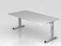 Hammerbacher-Schreibtisch C-Fu&szlig; 200x100cm Grau/Silber-VOS2E/5/S