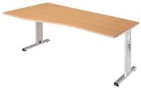 Hammerbacher-Schreibtisch C-Fu&szlig; 180x100/80cm Ahorn/Silber-VOS18/3/S
