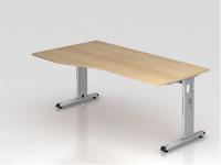 Hammerbacher-Schreibtisch C-Fu&szlig; 180x100/80cm Eiche/Silber-VOS18/E/S