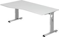 Hammerbacher-Schreibtisch C-Fu&szlig; 180x100/80cm Wei&szlig;/Silber-VOS18/W/S