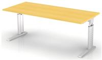 Hammerbacher Schreibtisch C-Fu&szlig; 180x80cm Buche/Silber