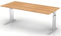 Schreibtisch Teda H680-860xB1800xT800mm Nussbaumdekor ger.Form