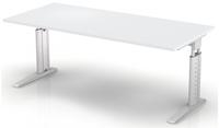 Schreibtisch Teda H680-860xB1800xT800mm lichtgrau ger.Form