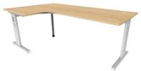 Hammerbacher-Winkeltisch C-Fu&szlig; 200x120cm 90&deg;Ahorn/Silber-VOS82/3/S