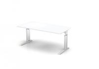 Schreibtisch C-Fu&szlig; 160x80cm Wei&szlig;/Silber