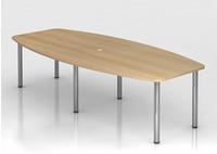 Hammerbacher-Konferenztisch 280cm/6 Chromf&uuml;&szlig;e Eiche-VKT28C/E/C