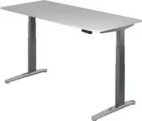 Arbeitstisch 180x80 cm Platte grau, Gestell graphit/Alu poliert, elektrisch h&ouml;h -