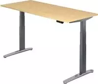 Arbeitstisch 180x80 cm Platte Ahorn, Gestell graphit/Alu poliert, elektrisch h&ouml; -