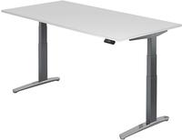 Hammerbacher Sitz-Steh-Schreibtisch elektrisch 200x100cm Wei&szlig;/Graphit-alu