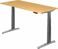 Arbeitstisch 180x80 cm Platte Buche, Gestell graphit/Alu poliert, elektrisch h&ouml; -